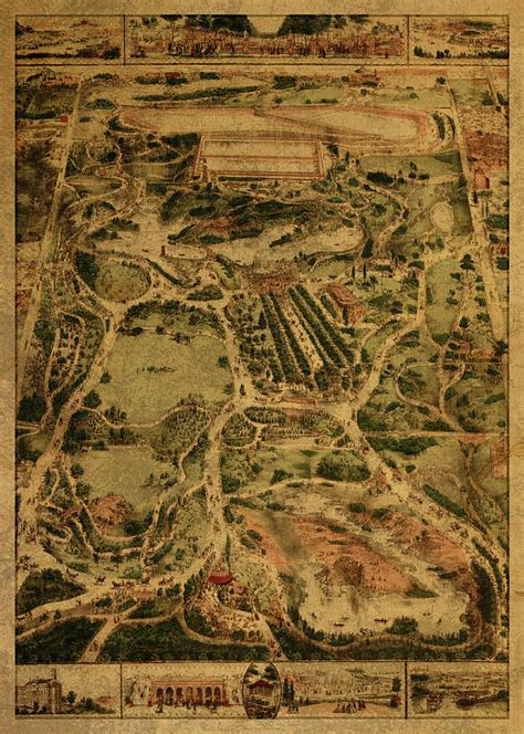 Map Of New York City Central Park 1860 Mixed Media By