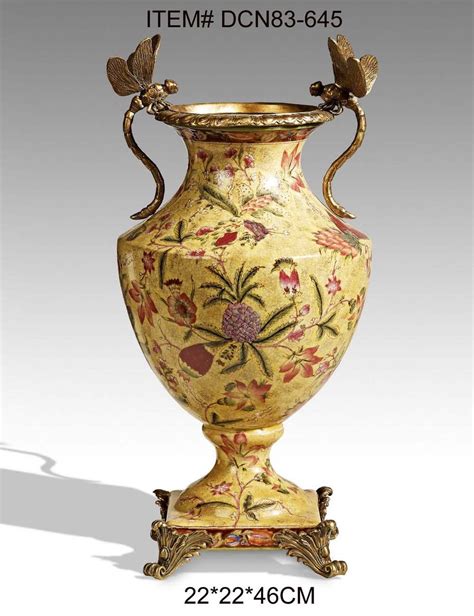 European Style Luxury Porcelain Dragonfly Decorative Vase Antique Brass