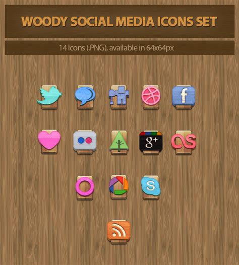 Freebie Woody Social Media Icons Set Freebies Graphic