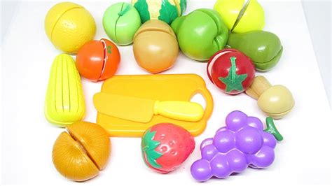 Learn Colors And Names Of Fruits And Vegetables With Toy Velcro Cutting
