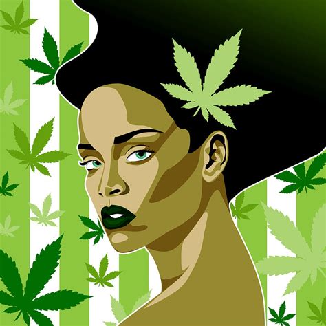 Rihanna Weed Theme Digital Art By Keidi Sel