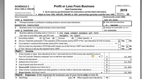 Irs Schedule C With Form 1040 Self Employment Taxes