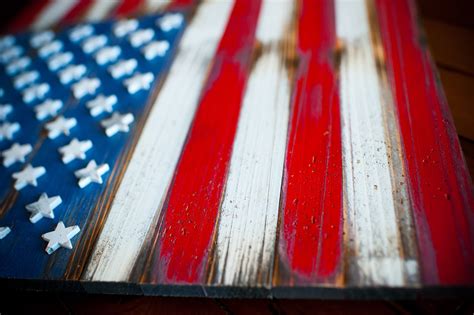 American Vintage Wood Flag Patriot Wood