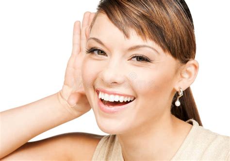 Happy Woman Listening Gossip Stock Image Image Of Funny Charming