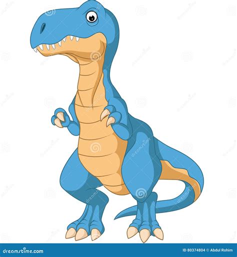 Cute Blue Dinosaur Cartoon Stock Vector Illustration Of Prehistoric 80374804