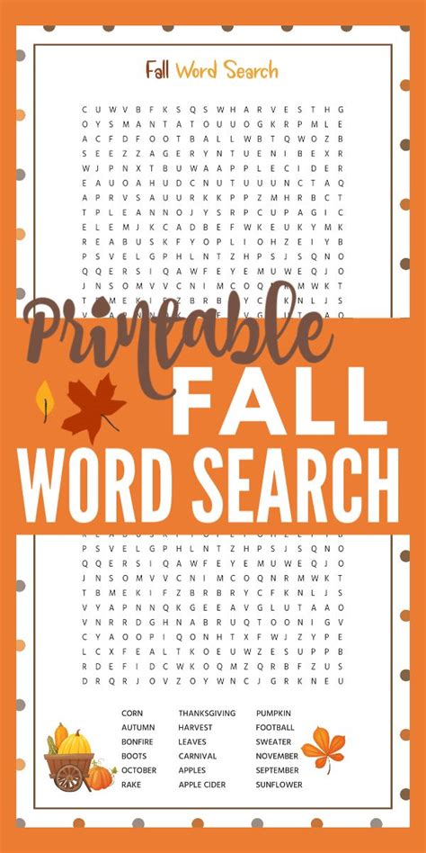 This Free Printable Fall Word Search Is A Great Autumn Themed Activity