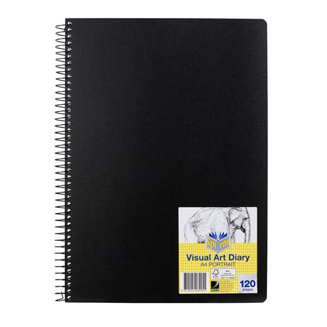 Spirax 5670400 P704 Polypropylene Visual Art Diary A4 Black Pack Of 5