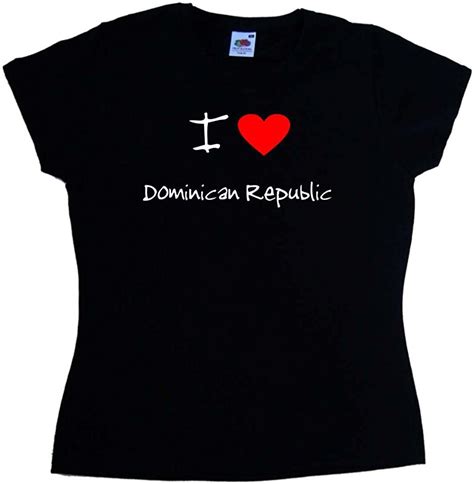 I Love Heart Dominican Republic Black Ladies T Shirt At Amazon Womens Clothing Store Fashion T