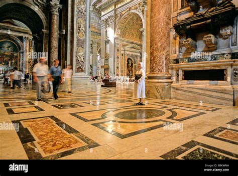 Left Transept Marble Floor St Peters Basilica Vatican City Rome