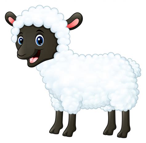 Cartoon Happy Sheep Smiling Premium Vector