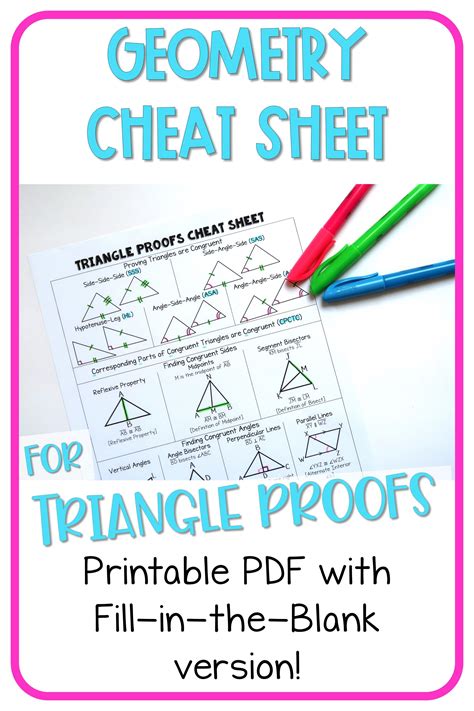Grab This High School Congruent Triangle Proofs Geometry Cheat Sheet