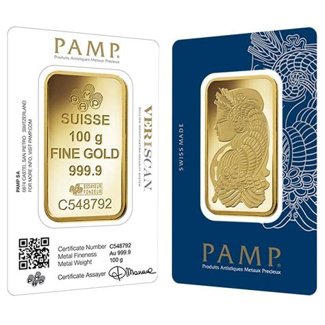 Buy 100 Gram Pamp Suisse Gold Bars Online L