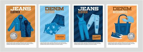 Jeans Denim Posters Set 5878190 Vector Art At Vecteezy