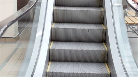 Escalator Stairs In Mall Moving Staircase Running Up Stock Video