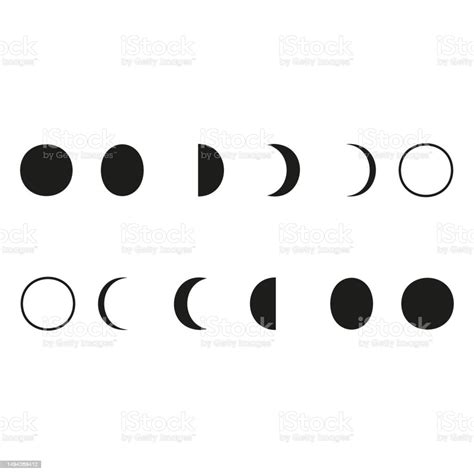 Moon Phases Icon Night Space Astronomy Nature Moon Phases Sphere Shadow