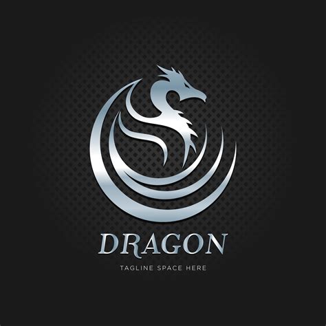Silver Metalic Dragon Tribal Logo Design Template 602705 Vector Art At