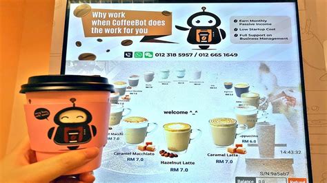 Hope they can provide more choice of the meal. Cute CoffeeBot Vending Machine in Malaysia - YouTube