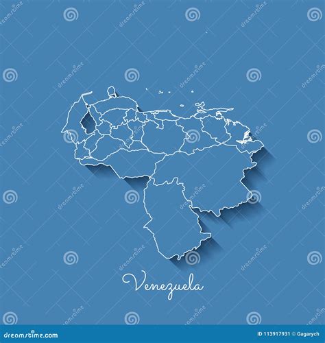 Venezuela Region Map Blue With White Outline And Stock Vector