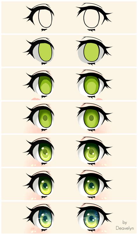 Cute Green Eyes Steps Anime Drawings Tutorials Digital Art Tutorial