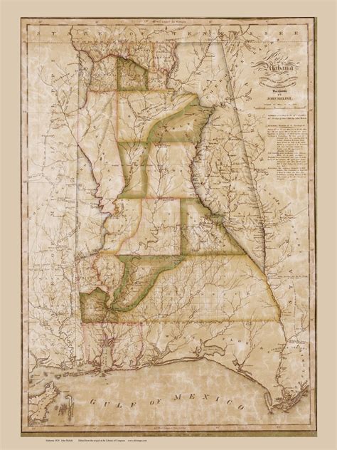 Alabama 1820 Melish Old State Map Reprint Old Maps