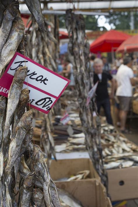 Dried Salted Fish At A Farmers Market In Odessa Ukraine Stock Photo