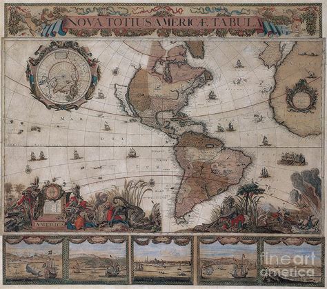 Map Of The Americas Circa 1680 Photograph By Photo Researchers