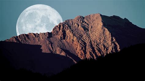 Download Wallpaper 1920x1080 Full Moon Mountains Shadows Sky Disk