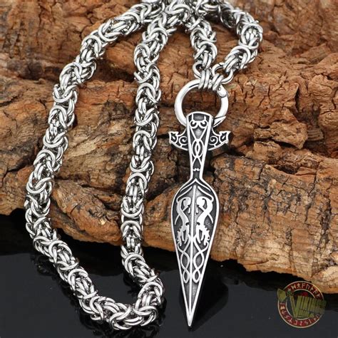 HANDMADE Massive Chain Stainless Steel Necklace With Gungnir Odin