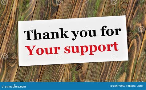 Thank You For Your Support Text Label On The Banner Background Stock