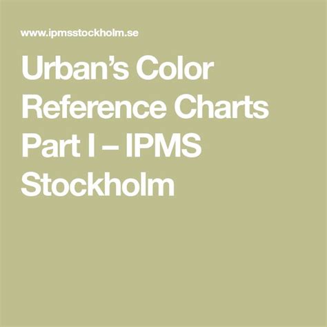 Urbans Color Reference Charts Part I Ipms Stockholm Reference
