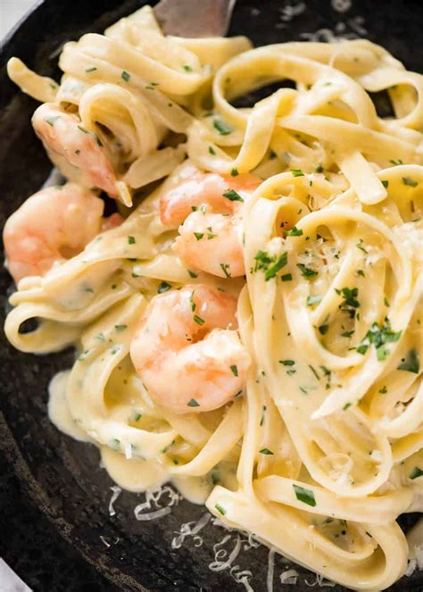 Creamy Garlic Prawn Pasta Recipetin Eats