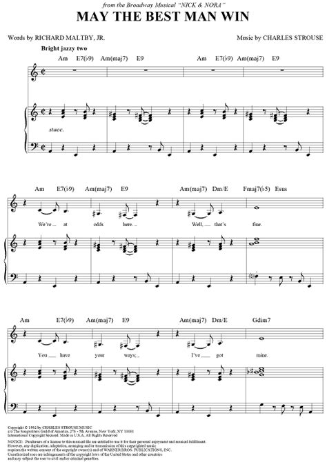 May The Best Man Win Sheet Music For Pianovocalchords Sheet Music Now