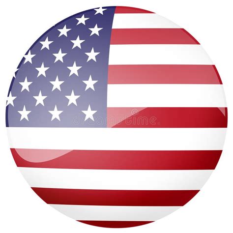 Glossy American Flag Button Stock Illustration Illustration Of