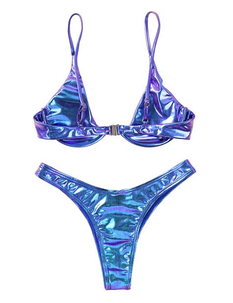 sexy women s metallic bikini set push up bra swimwear swimsuit bathing beachwear ebay
