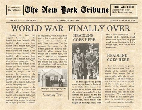 While writing your newspaper article, you could follow this principle. Vintage Front Page Newspaper Template Instant Download for