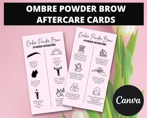 Ombre Powder Brow Aftercare Cards Editable Aftercare Card Etsy