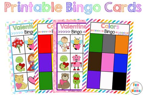 Card is part of thicker, tough paper or slender pasteboard, particularly one useful for writing or printing on; Free Printable Bingo Cards for Kids - Fun with Mama