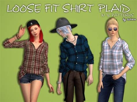 Tukete Loose Fit Plaid Shirt Sims 4 Downloads The Sims Sims 2