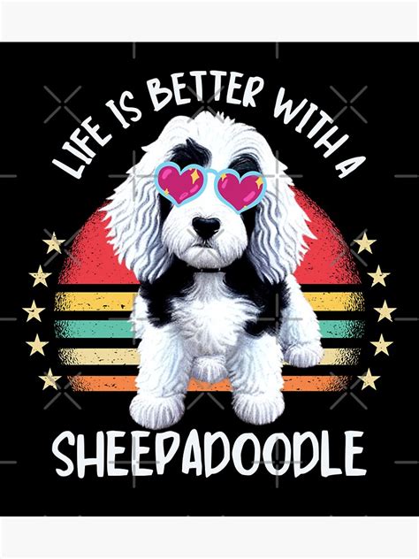Life Is Better With Sheepadoodle Beach Sunset Retro Vintage Sticker