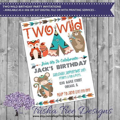 Two Wild Birthday Invite 2nd Bday Invite Birthday Etsy Bday Invitations Wild Birthday Party