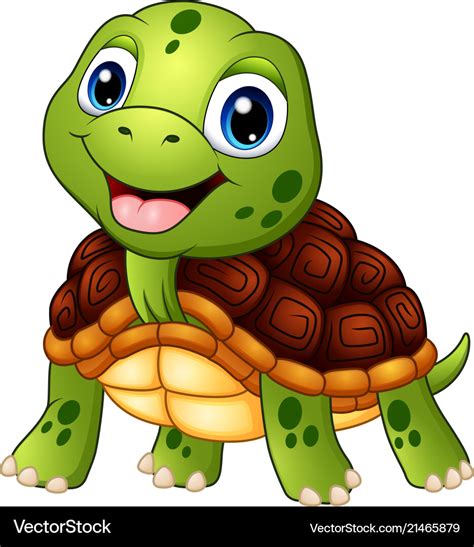 Cute Turtle Cartoon Smiling Royalty Free Vector Image
