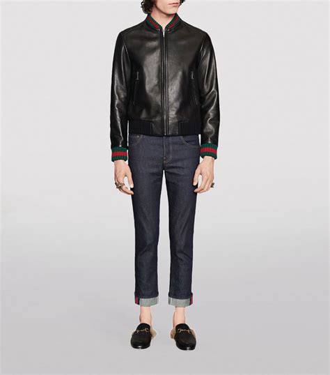 Gucci Leather Web Stripe Jacket Harrods Us