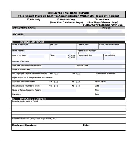 Free 16 Employee Incident Report Templates In Pdf Ms Word Pages
