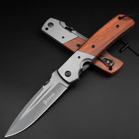 Nedfoss Huge Pocket Knife For Men 11 Hunting Folding Knife With Wood