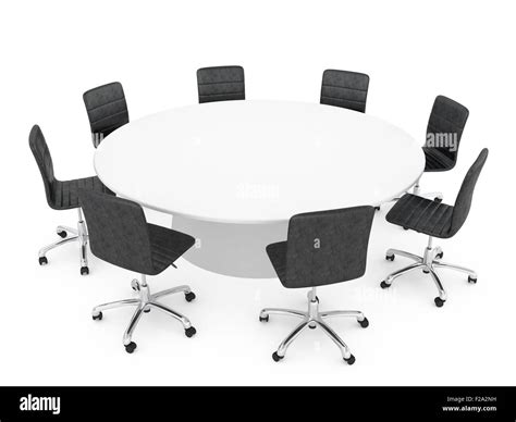 Office Chairs Around A Round Table Stock Photo Alamy