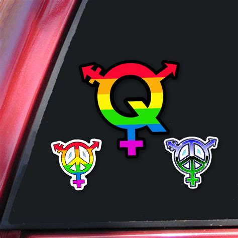 pk001 lgbtq symbols gay lesbian bisexual transsexual queer 3 sticker set