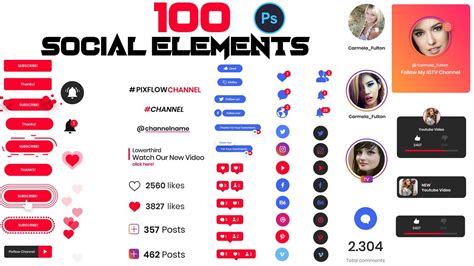 100 Social Media Editable Elements Download In Psd File English