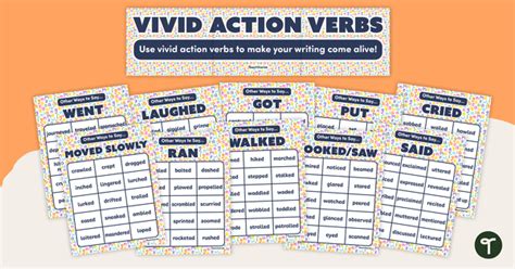 Vivid Action Verbs Posters Using Strong Verbs Teach Starter