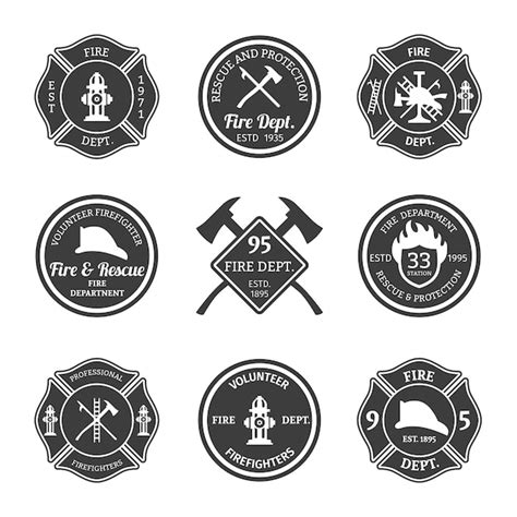 Pack Of Firefighter Badges Vector Free Download