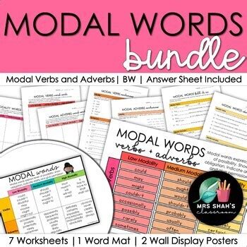 Modality Words Bundle Word List Worksheets And Posters TPT
